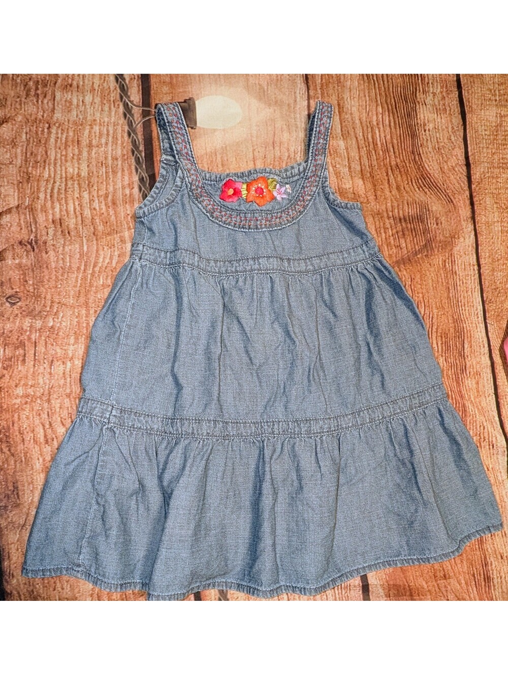 Gymboree Girls 2T Denim Dress with Floral Embroidery